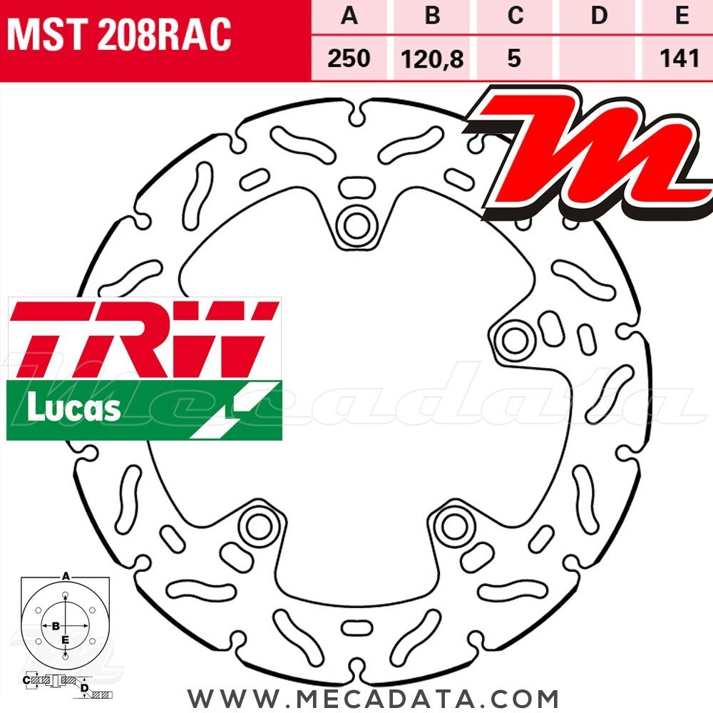 Disque de frein Arrière ~ Suzuki GSX-S 1000 , A,  F, FA (DG) 2015+ ~ TRW Lucas MST 208 RAC 