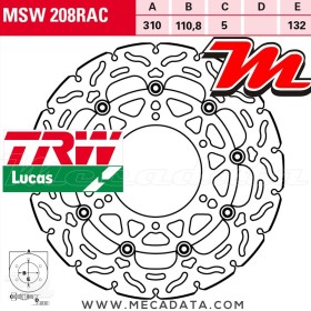 Disque de frein Avant ~ Suzuki GSX-S 1000 , A, F, FA (DG) 2015+ ~ TRW Lucas MSW 208 RAC