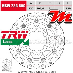 Disque de frein Avant ~ Suzuki GSXR 1000 ABS (WDM0) 2017+ ~ TRW Lucas MSW 233 RAC