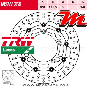 Disque de frein Avant ~ Suzuki DL 650 A V-Strom, XT (WC70/WC71) 2017+ ~ TRW Lucas MSW 259