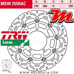 Disque de frein Avant ~ Suzuki VZR 1800 M 1800 R, R2 Intruder (WVCA) 2006+ ~ TRW Lucas MSW 255 RAC
