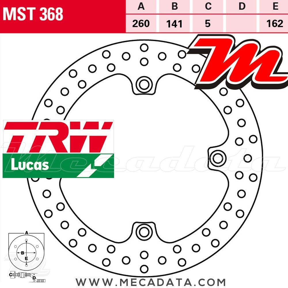 Disque de frein Arrière ~ Suzuki DL 1000 V-Strom ABS (DD) 2014+ ~ TRW Lucas MST 368 