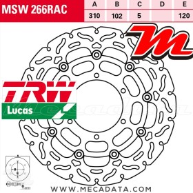 Disque de frein Avant ~ Suzuki GSXR 750 (WVCW) 2008-2010 ~ TRW Lucas MSW 266 RAC