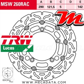 Disque de frein Avant ~ Suzuki GSF 650 A, SA, Bandit ABS (WVB5) 2006 ~ TRW Lucas MSW 260 RAC