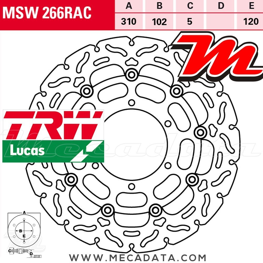 Disque de frein Avant ~ Suzuki GSXR 600 (C3) 2011+ ~ TRW Lucas MSW 266 RAC 