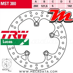 Disque de frein Avant ~ Suzuki AN 400 Burgman ABS, Z Burgman ABS (WVCG) 2007+ ~ TRW Lucas MST 380
