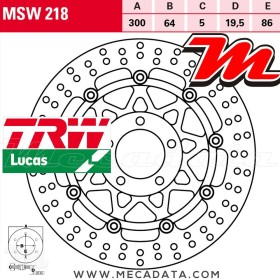 Disque de frein Avant ~ Suzuki RGV 250 (VJ22B) 1991-1995 ~ TRW Lucas MSW 218
