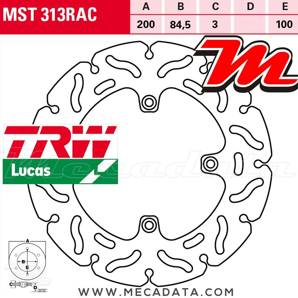Disque de frein Arrière ~ Suzuki RM 85 2005+ ~ TRW Lucas MST 313 RAC 