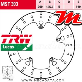 Disque de frein Avant ~ Piaggio 250 Xevo ie (M36) 2007-2010 ~ TRW Lucas MST 393