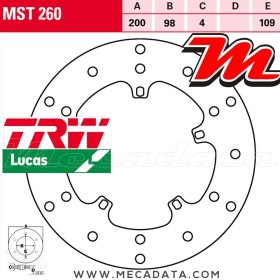 Disque de frein Avant ~ Piaggio GTX 180 Super Hexagon (M20) 2000 ~ TRW Lucas MST 260