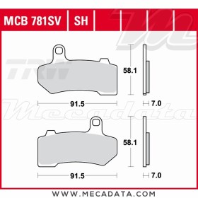 Plaquettes de frein Avant ~ Harley-Davidson FLHTCUTG 1690 Tri Glide Ultra Classic 2009+ ~ TRW Lucas MCB 781 SV