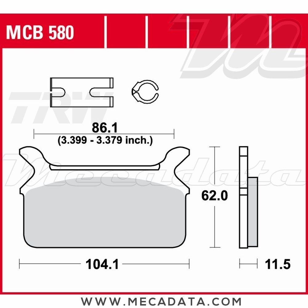 Plaquettes de frein Arrière ~ Harley-Davidson FLTC 1340 Tour Glide Class 1990 ~ TRW Lucas MCB 580 