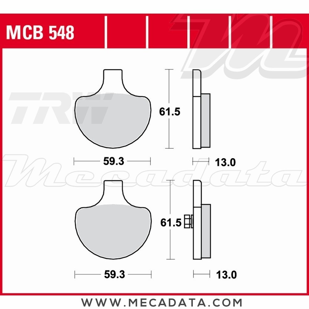 Plaquettes de frein Avant ~ Harley-Davidson FXSTC 1340 Softail Custom 1985-1986 ~ TRW Lucas MCB 548 
