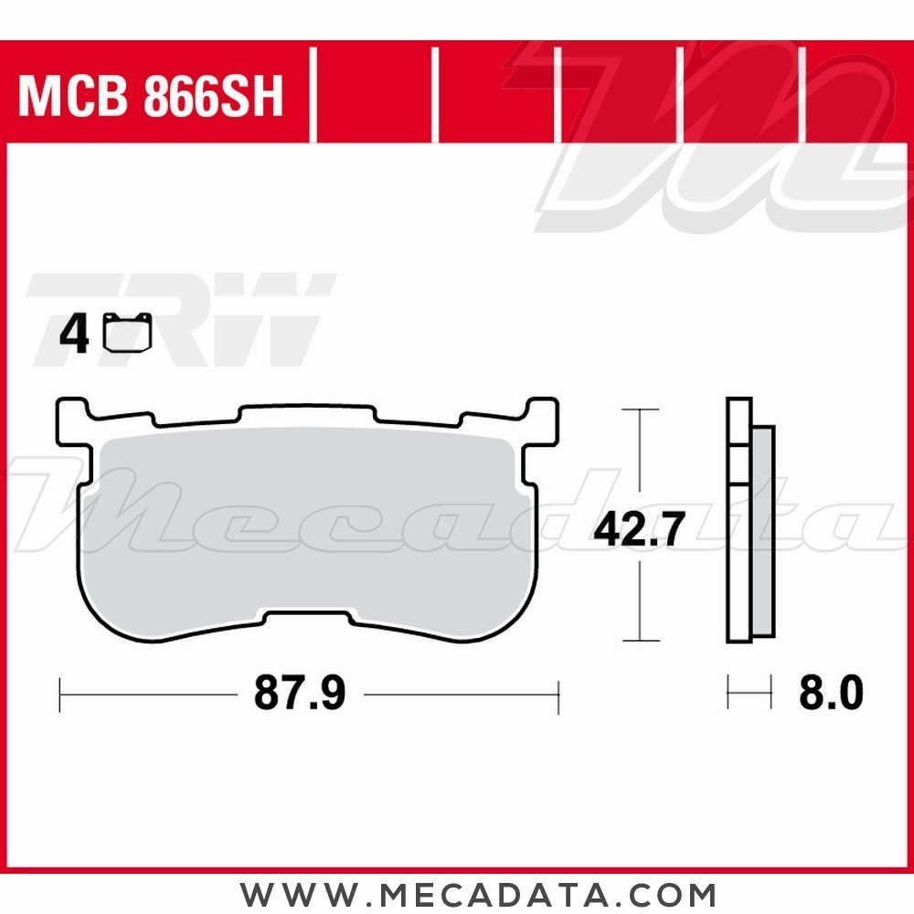 Plaquettes de frein Arrière ~ Harley-Davidson FLRT 1690 Freewheeler 2015+ ~ TRW Lucas MCB 866 SH 