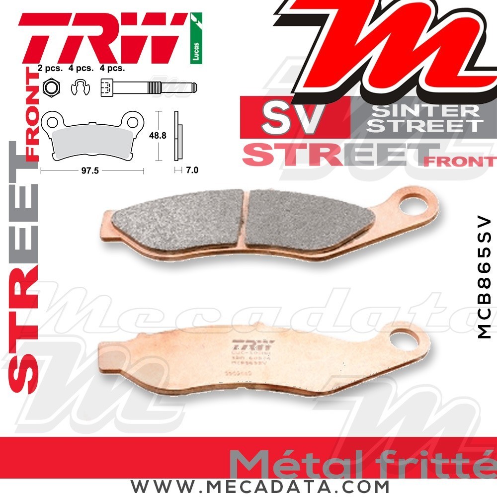 Plaquettes de frein Avant ~ Harley-Davidson FLRT 1690 Freewheeler 2015+ ~ TRW Lucas MCB 865 SV