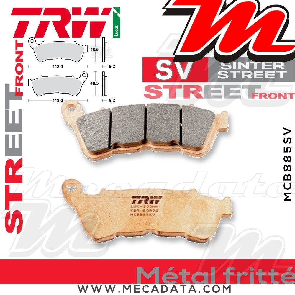 Plaquettes de frein Avant ~ Harley-Davidson XL 883 L Super Low XL2 2014+ ~ TRW Lucas MCB 885 SV