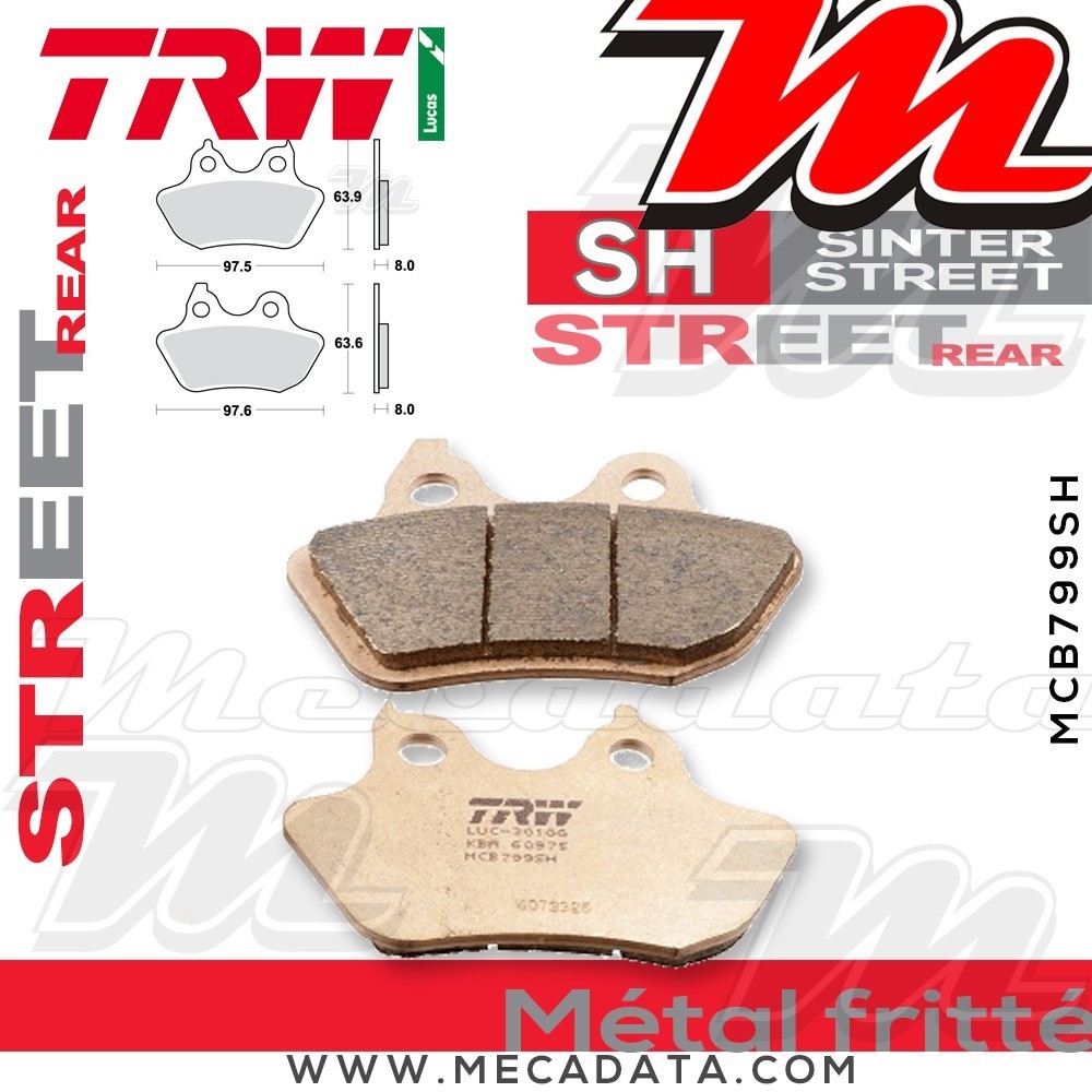 Plaquettes de frein Arrière ~ Harley-Davidson FXSTD/I 1450 Softail Deuce FS2 2006 ~ TRW Lucas MCB 799 SH