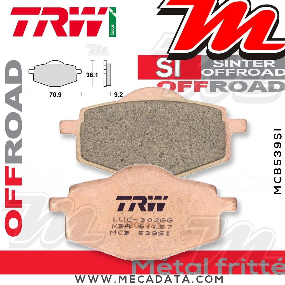 Plaquettes de frein Arrière ~ Gilera RC 600 R, Top Rally 1988+ ~ TRW Lucas MCB 539 SI