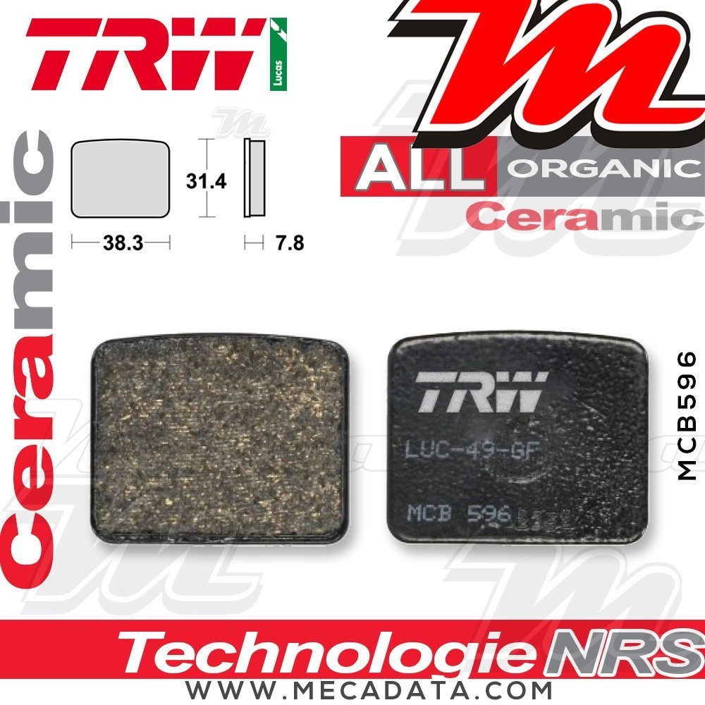 Plaquettes de frein Arrière ~ Gilera 50 DNA C27 2001-2005 (Grimeca) ~ TRW Lucas MCB 596