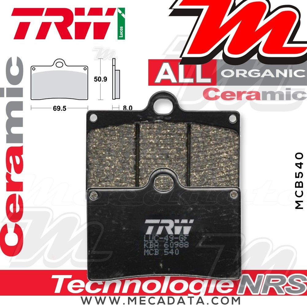 Plaquettes de frein Avant ~ Gas Gas SM 400 fse 2002+ ~ TRW Lucas MCB 540
