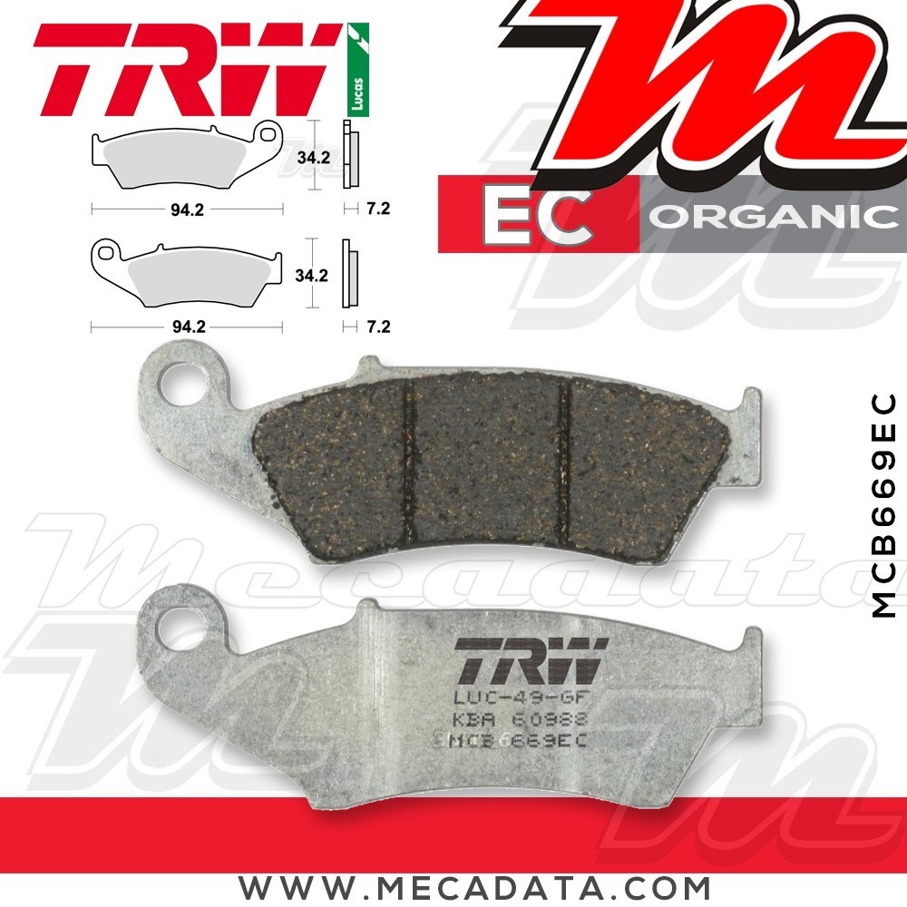 Plaquettes de frein Avant ~ Gas Gas EC 250 2010+ ~ TRW Lucas MCB 669 EC