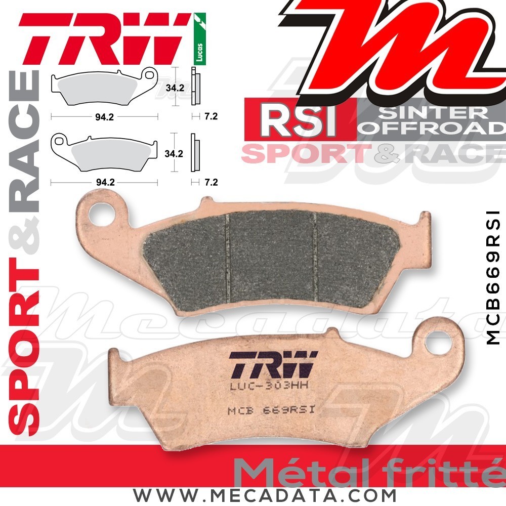 Plaquettes de frein Avant ~ Gas Gas EC 250 2010+ ~ TRW Lucas MCB 669 RSI