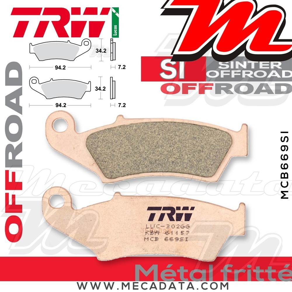 Plaquettes de frein Avant ~ Gas Gas EC 250 2010+ ~ TRW Lucas MCB 669 SI
