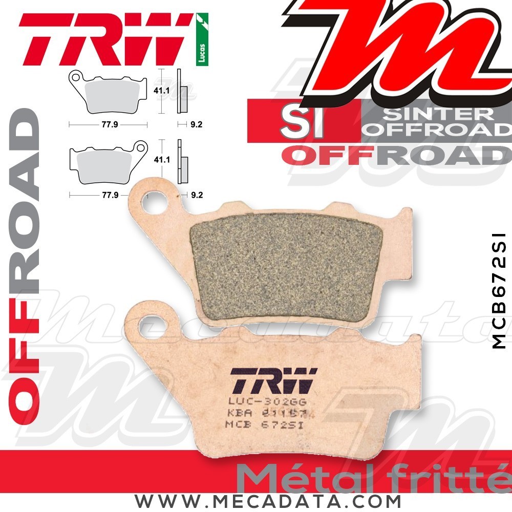 Plaquettes de frein Arrière ~ Gas Gas TT 125 1995+ ~ TRW Lucas MCB 672 SI