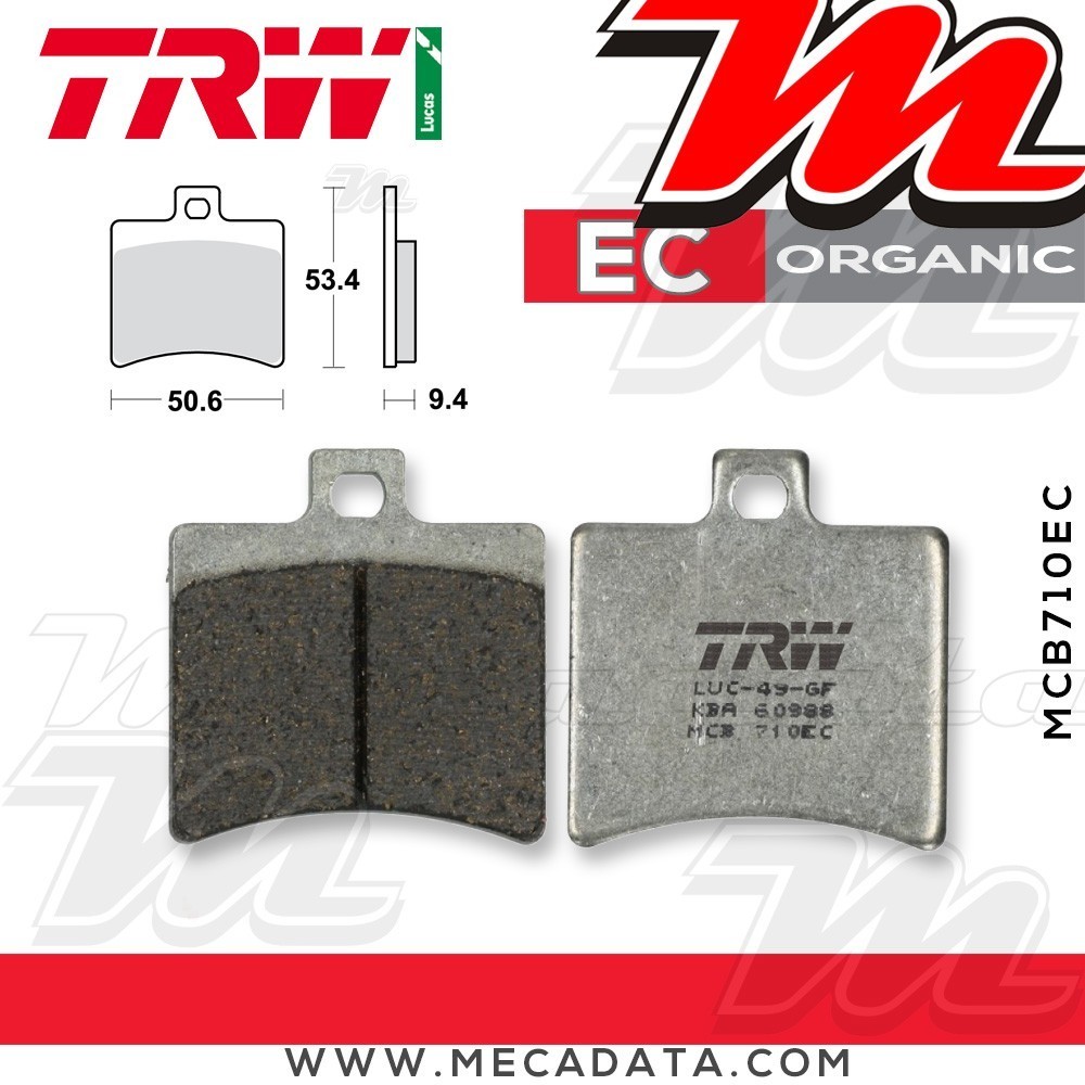 Plaquettes de frein Arrière ~ Derbi 250 Rambla i RA 2008-2009 ~ TRW Lucas MCB 710 EC