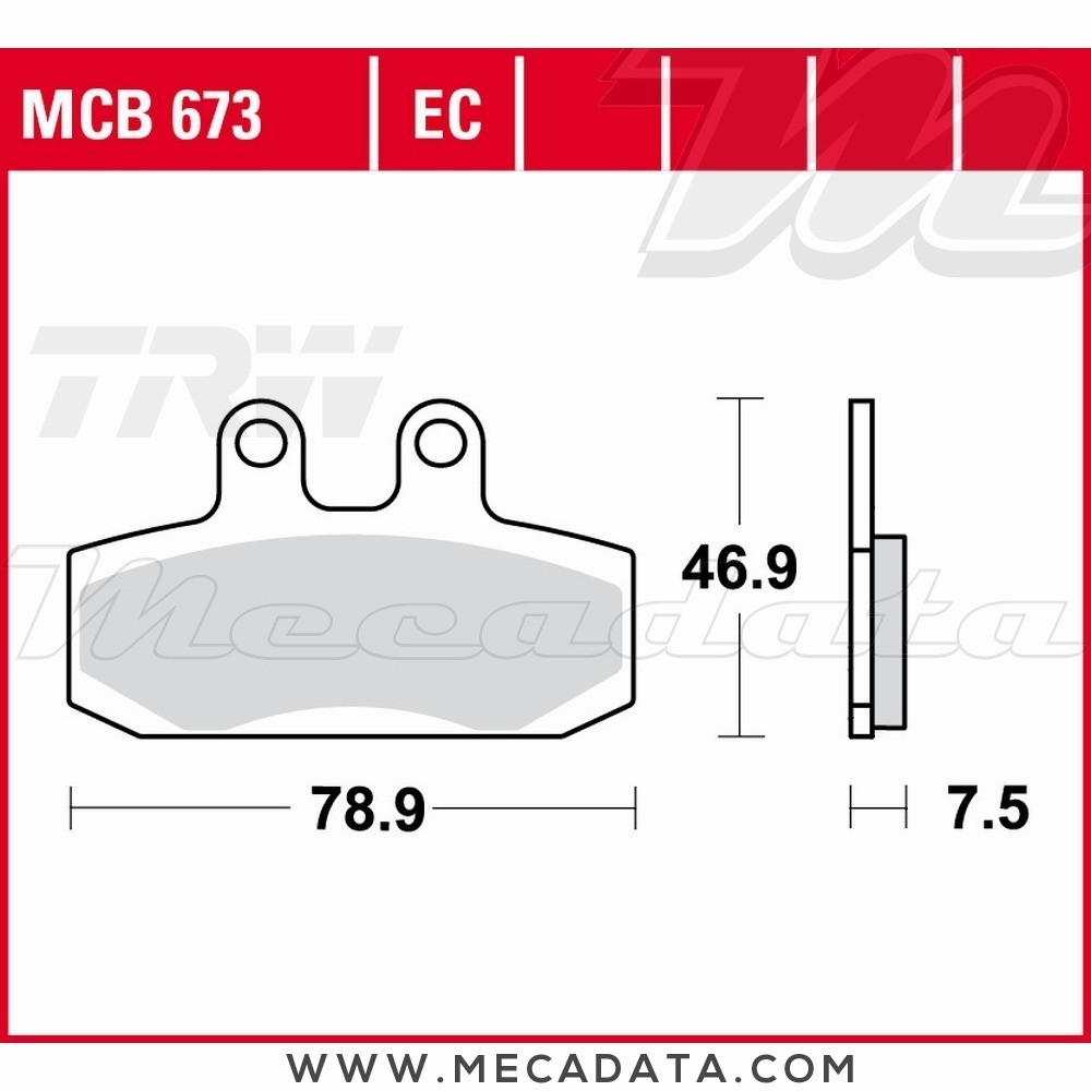 Plaquettes de frein Avant ~ Derbi 250 Rambla i RA 2008-2009 ~ TRW Lucas MCB 673 EC 