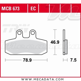 Plaquettes de frein Avant ~ Derbi 250 Rambla i RA 2008-2009 ~ TRW Lucas MCB 673