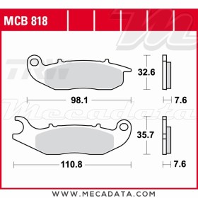 Plaquettes de frein Avant ~ Derbi 125 Mulhacen 7N001791- 2007-2010 ~ TRW Lucas MCB 818