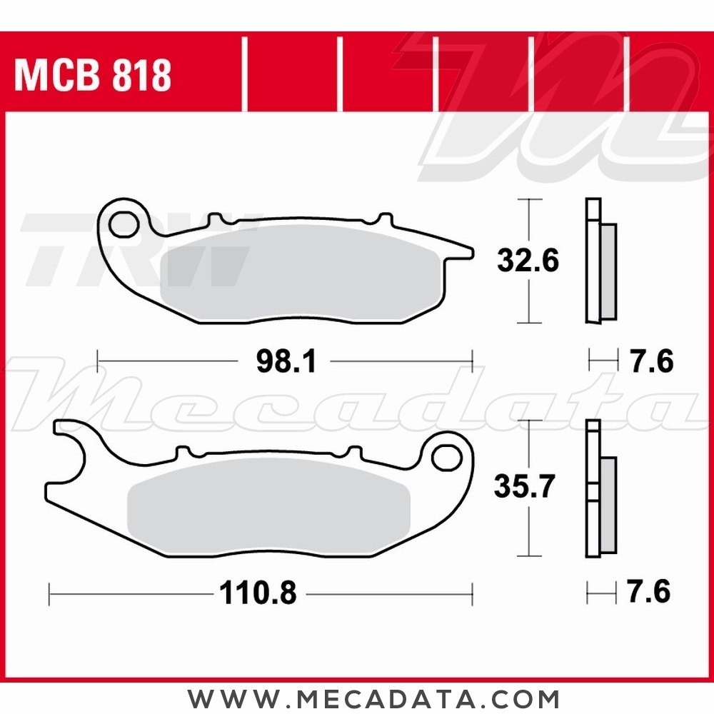 Plaquettes de frein Avant ~ Derbi 125 Cross City 2009+ ~ TRW Lucas MCB 818 
