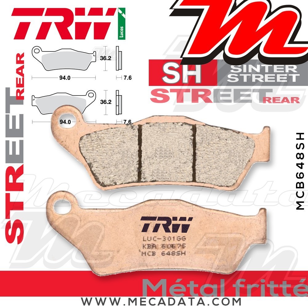 Plaquettes de frein Arrière ~ Ducati 1200 Multistrada S ABS 2015+ ~ TRW Lucas MCB 648 SH