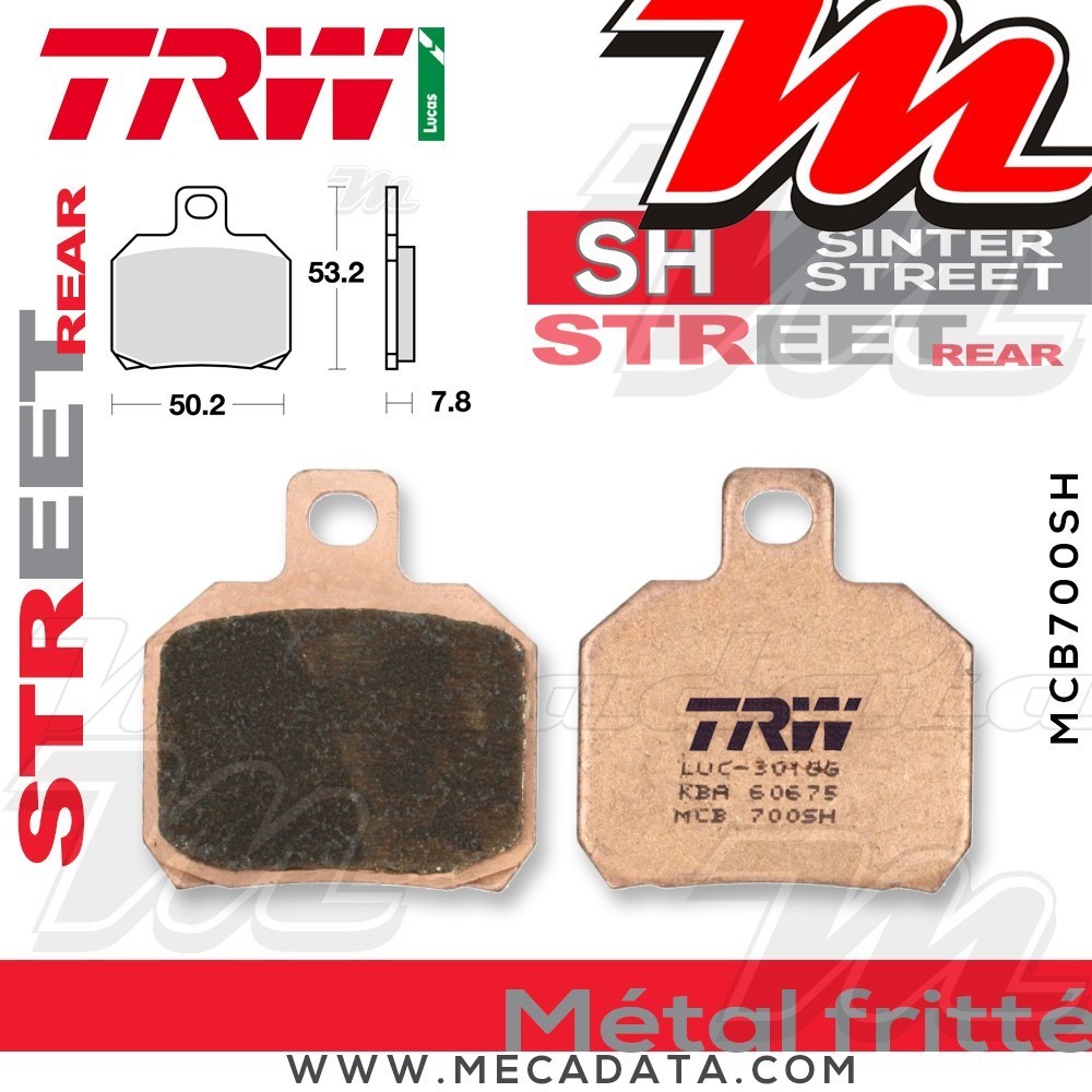 Plaquettes de frein Arrière ~ Ducati 1200 Multistrada ABS A3 2013-2014 ~ TRW Lucas MCB 700 SH