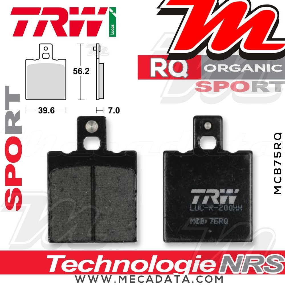 Plaquettes de frein Arrière ~ Ducati 1000 Monster i.e., S i.e. M4 2003-2006 ~ TRW Lucas MCB 75 RQ