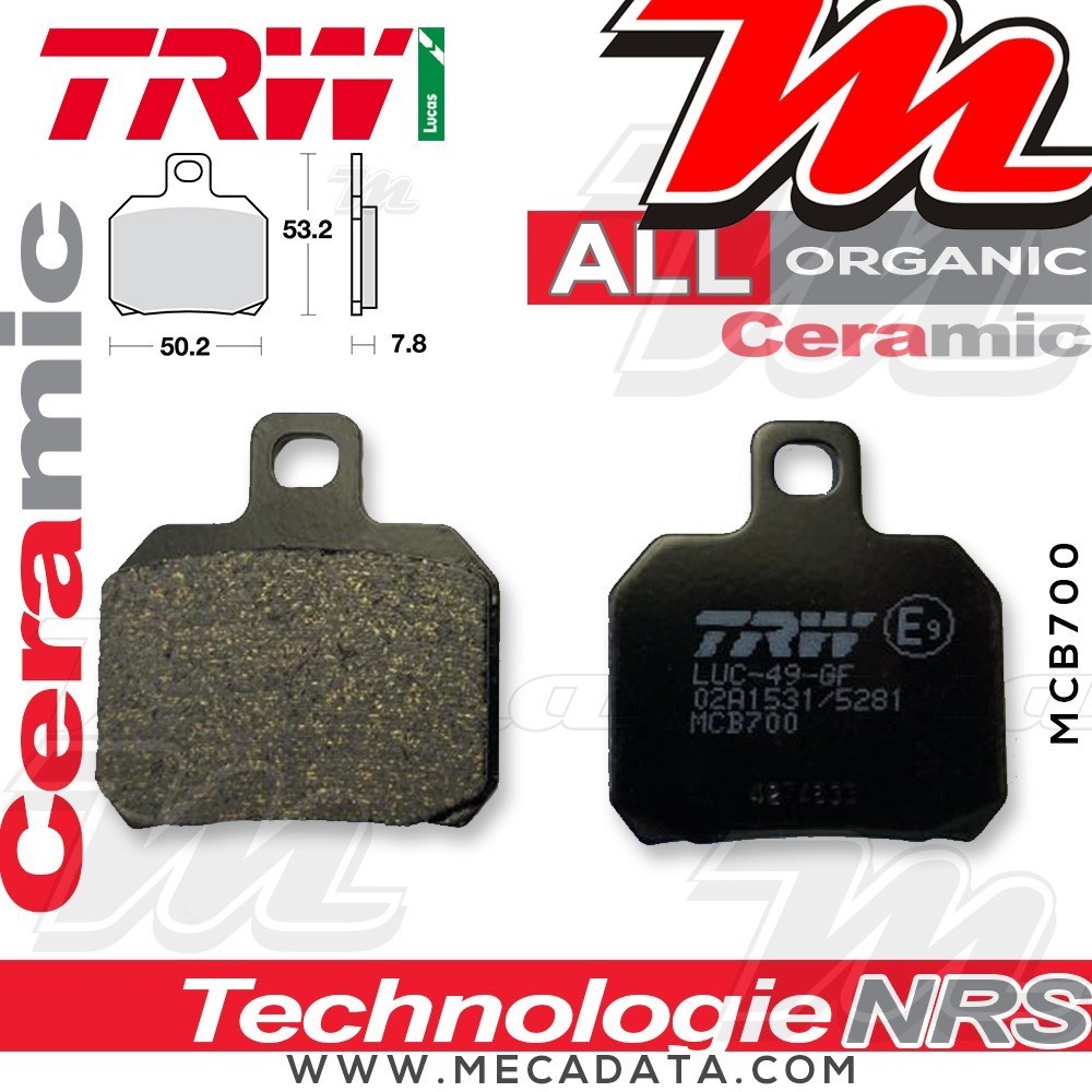 Plaquettes de frein Arrière ~ Ducati 1000 Multistrada DS A1 2003-2006 ~ TRW Lucas MCB 700