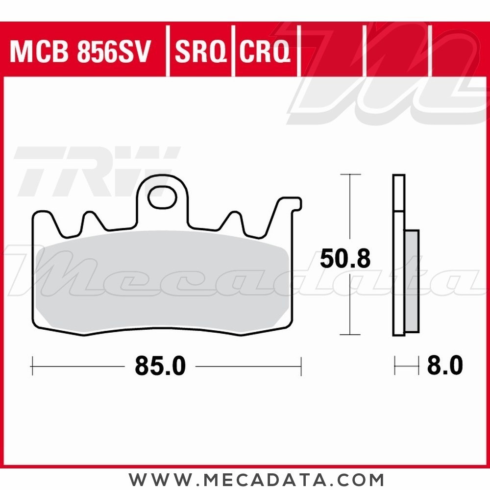 Plaquettes de frein Avant ~ Ducati 821 Hyperstrada ABS B1 2013+ ~ TRW Lucas MCB 856 SV 