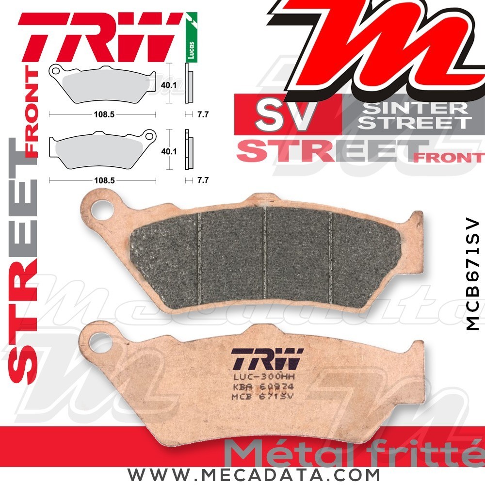 Plaquettes de frein Avant ~ Ducati 620 Monster Dark M4 2005-2006 ~ TRW Lucas MCB 671 SV