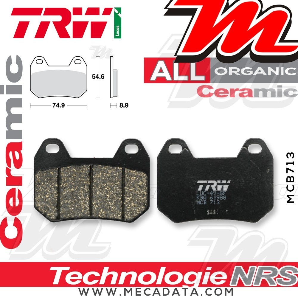 Plaquettes de frein Arrière ~ BMW R 1200 CL R2C 2003-2005 ~ TRW Lucas MCB 713
