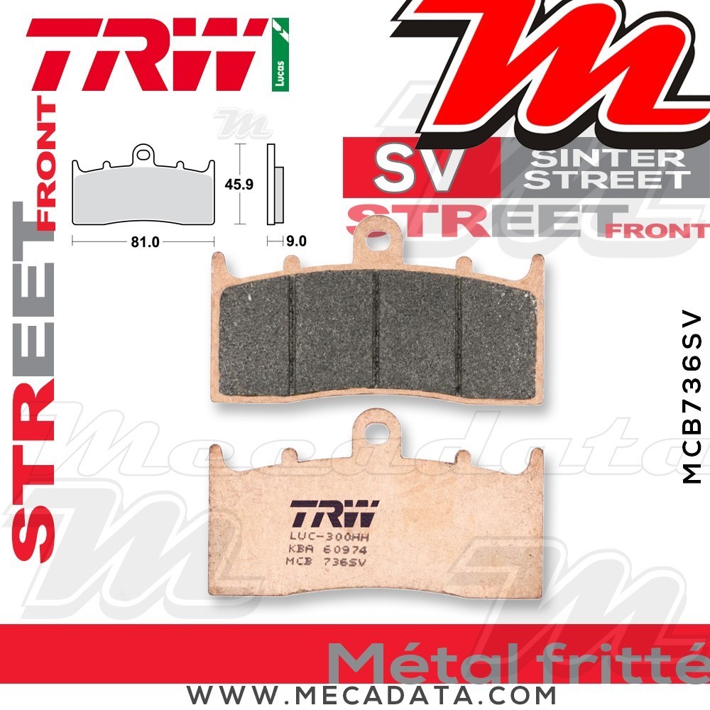 Plaquettes de frein Avant ~ BMW R 1200 CL R2C 2003-2005 ~ TRW Lucas MCB 736 SV