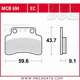Plaquettes de frein Avant ~ Benelli 50 X 49 2007+ ~ TRW Lucas MCB 694