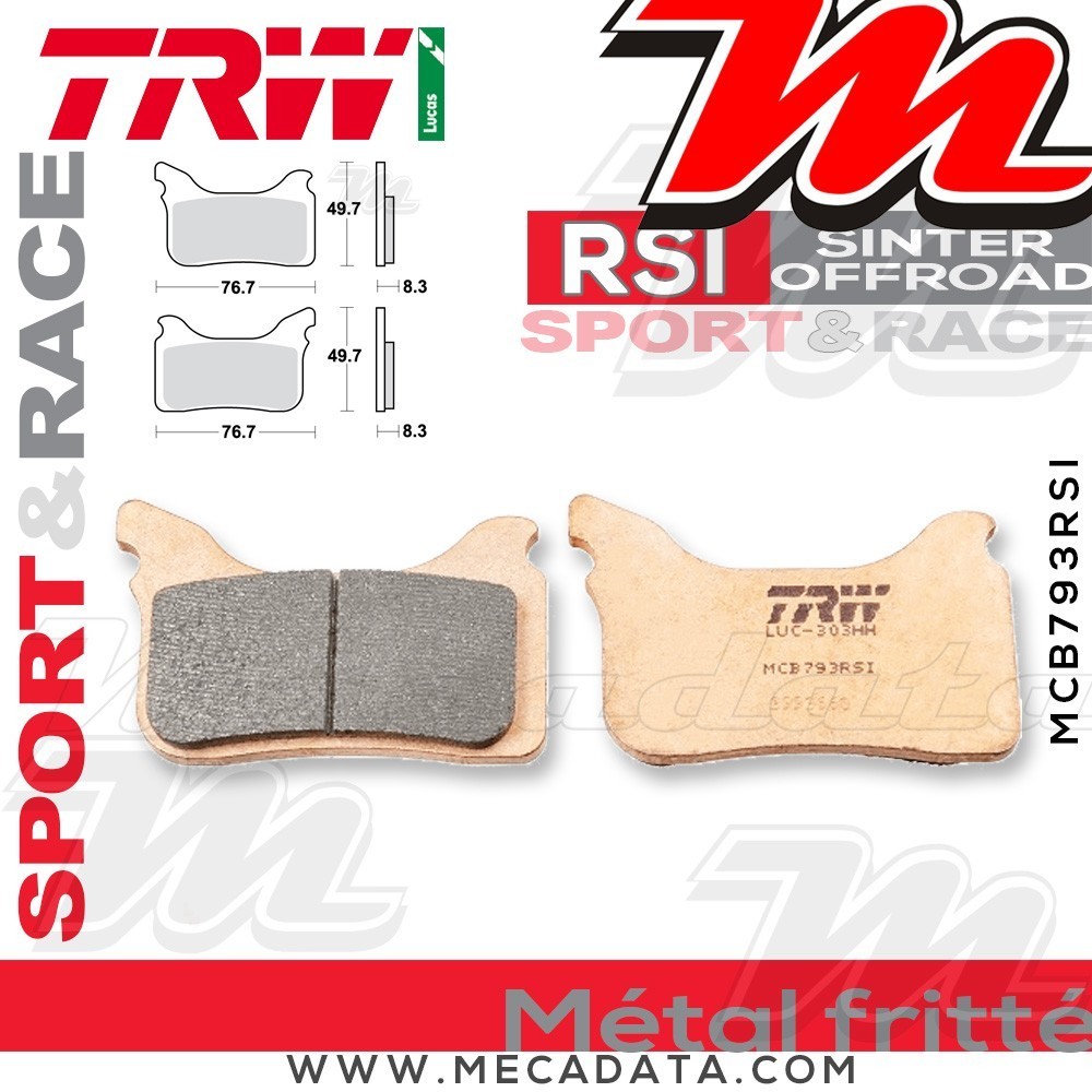Plaquettes de frein Avant ~ Aprilia 650 Pegaso Factory VD 2007-2010 ~ TRW Lucas MCB 793 RSI
