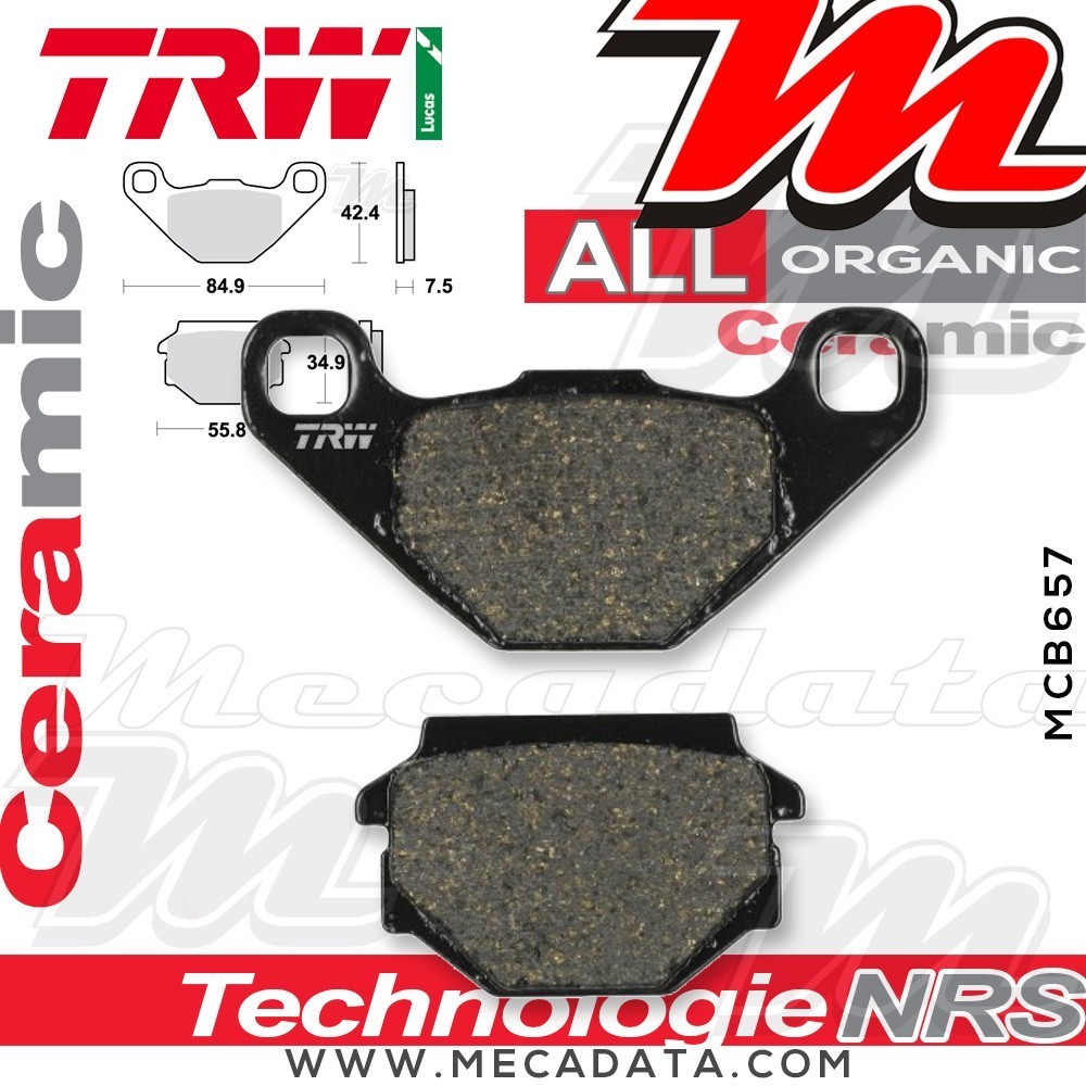Plaquettes de frein Arrière ~ Aprilia SX 125 RV 2008+ ~ TRW Lucas MCB 657
