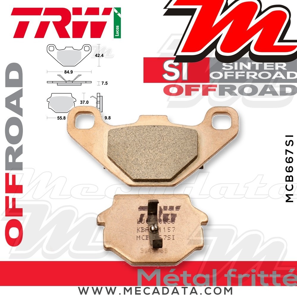 Plaquettes de frein Arrière ~ Aprilia RX 125 MT 2000-2001 ~ TRW Lucas MCB 667 SI