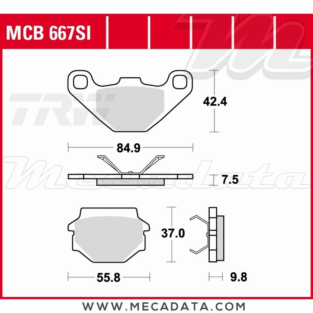 Plaquettes de frein Arrière ~ Aprilia RX 125 MT 2000-2001 ~ TRW Lucas MCB 667 SI 