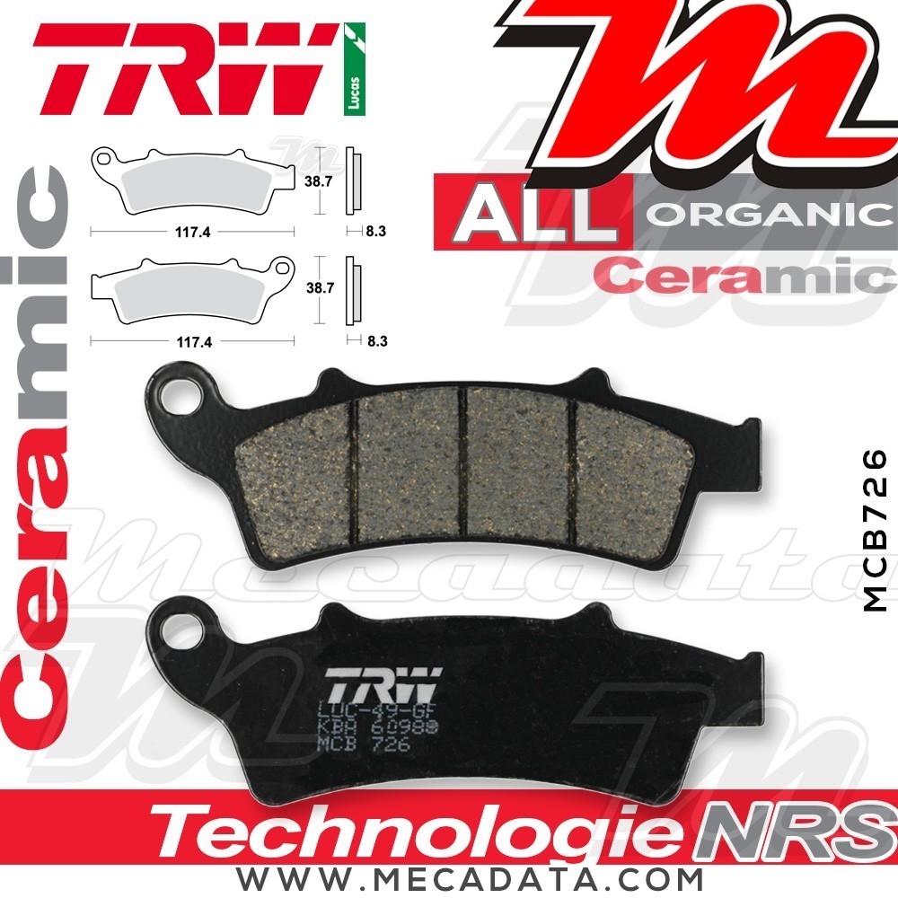 Plaquettes de frein Avant ~ Aprilia 125 Atlantic i.e. 2012+ ~ TRW Lucas MCB 726