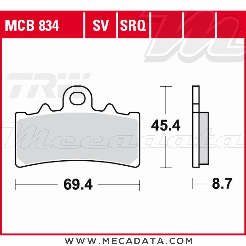 Plaquettes de frein Avant ~ KTM 390 Duke ABS 2013+ ~ TRW Lucas MCB 834 SV 