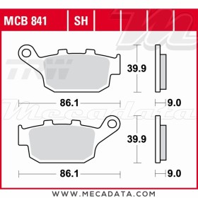 Plaquettes de frein Arrière ~ Kawasaki Z 800 e Version ZR800C 2013+ ~ TRW Lucas MCB 841 SH