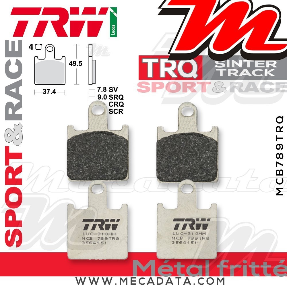 Plaquettes de frein Avant ~ Kawasaki ZX-6R 600 Ninja ZX600P 2007-2008 ~ TRW Lucas MCB 789 TRQ